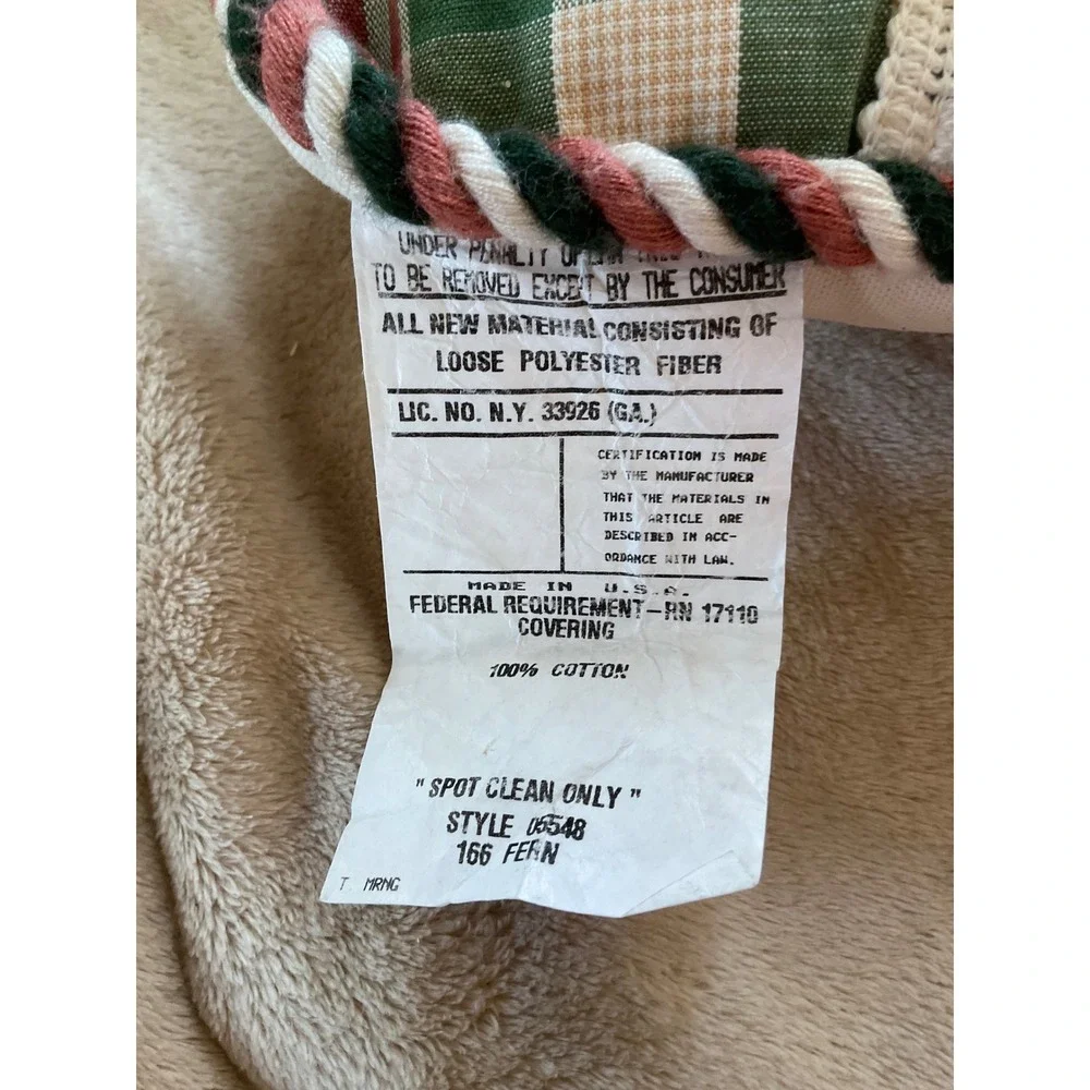 Vintage Floral Plaid Decorative Throw‎ Pillow Pom Pom Trim Rope Edge Green Pink